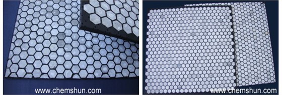 Alumina ceramic hexagonal tile and rubber composite plate